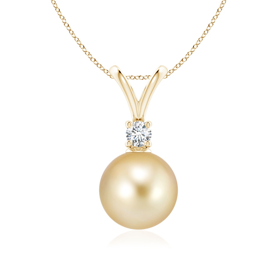 9mm AAAA Golden South Sea Pearl V-Bale Pendant in Yellow Gold 