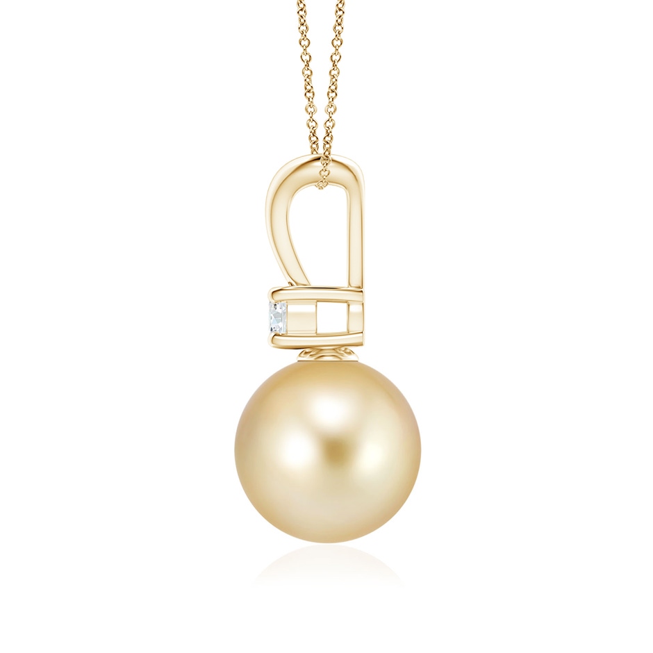 9mm AAAA Golden South Sea Pearl V-Bale Pendant in Yellow Gold side 1