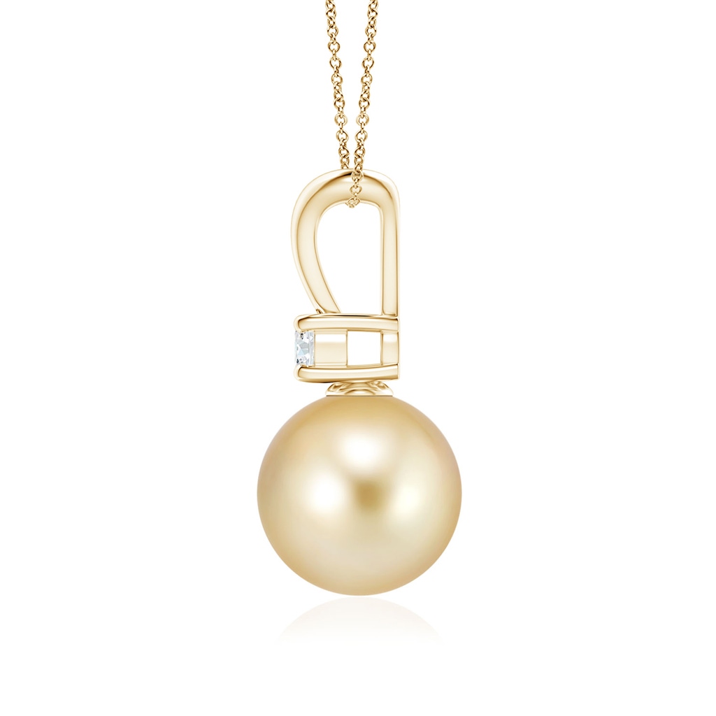 9mm AAAA Golden South Sea Pearl V-Bale Pendant in Yellow Gold - side 199