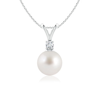 8mm AAA South Sea Pearl V-Bale Pendant in White Gold