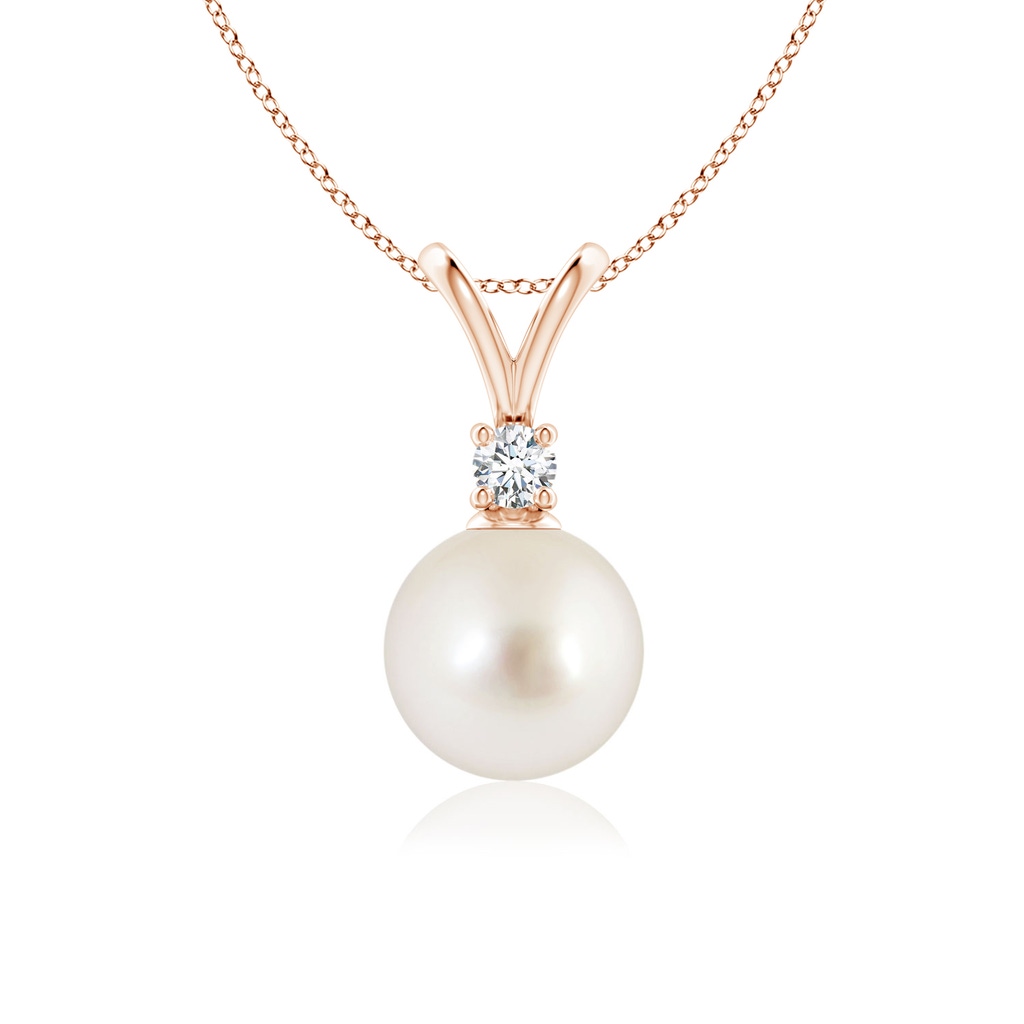 8mm AAAA South Sea Pearl V-Bale Pendant in Rose Gold