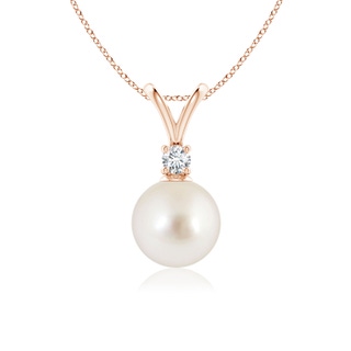 8mm AAAA South Sea Pearl V-Bale Pendant in Rose Gold