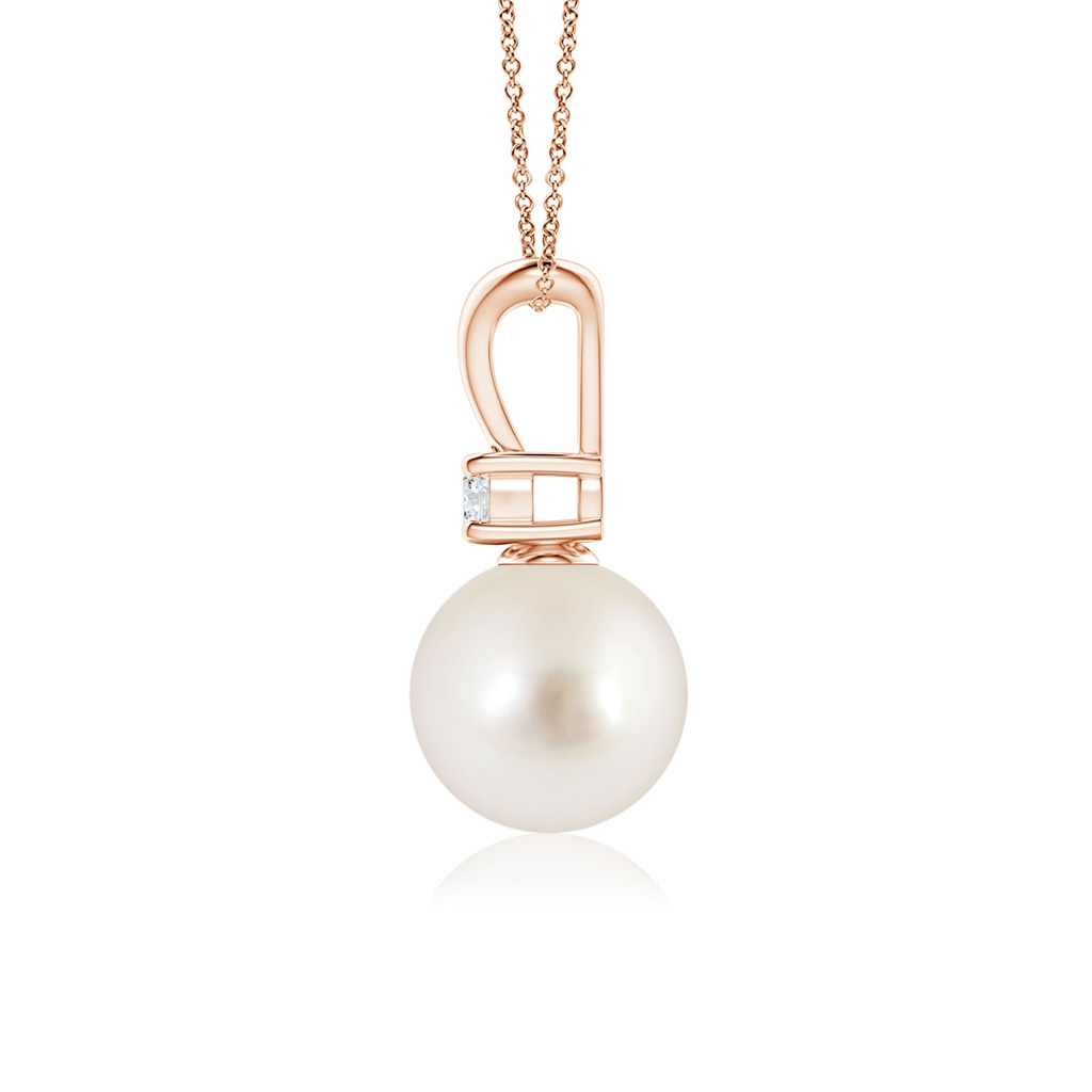 8mm AAAA South Sea Pearl V-Bale Pendant in Rose Gold - side 199