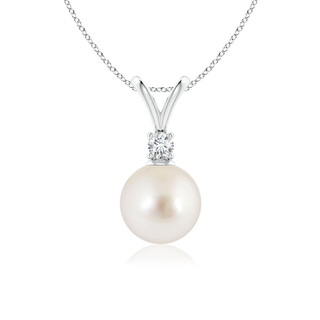 8mm AAAA South Sea Pearl V-Bale Pendant in White Gold