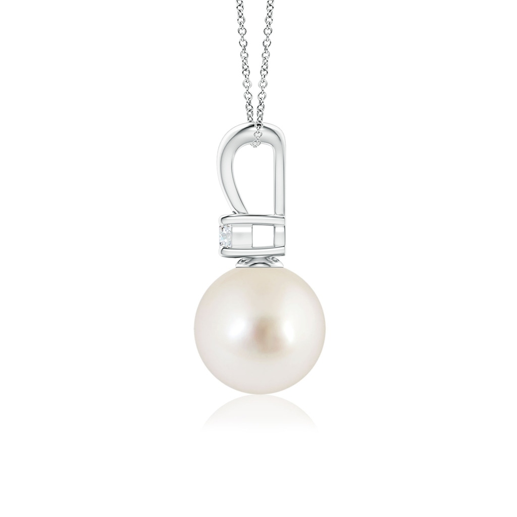 8mm AAAA South Sea Pearl V-Bale Pendant in White Gold Side 1