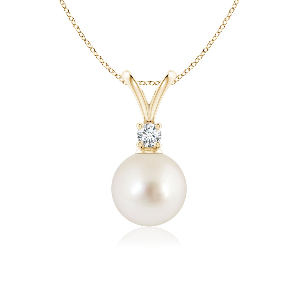 8mm AAAA South Sea Pearl V-Bale Pendant in Yellow Gold