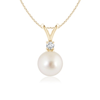 8mm AAAA South Sea Pearl V-Bale Pendant in Yellow Gold