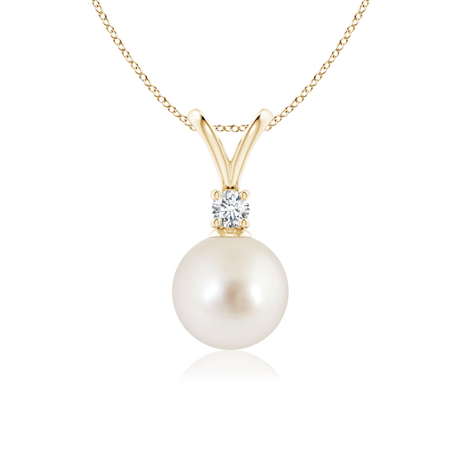 8mm AAAA South Sea Pearl V-Bale Pendant in Yellow Gold 