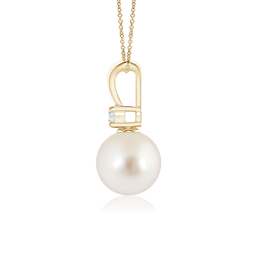 8mm AAAA South Sea Pearl V-Bale Pendant in Yellow Gold Side 1