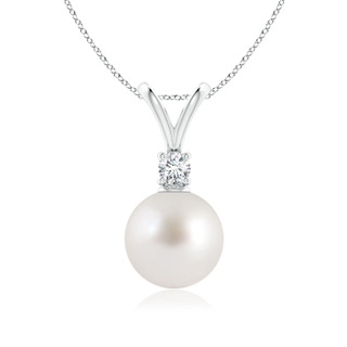 9mm AAA South Sea Pearl V-Bale Pendant in White Gold