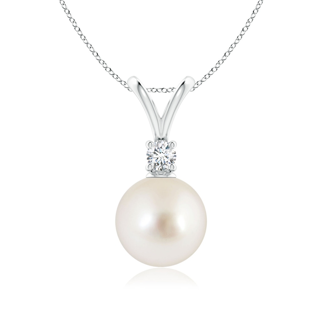 9mm AAAA South Sea Pearl V-Bale Pendant in White Gold