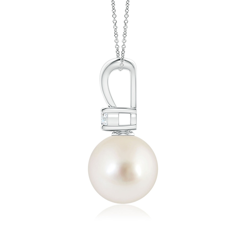 9mm AAAA South Sea Pearl V-Bale Pendant in White Gold side 1