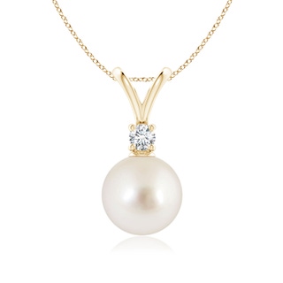 9mm AAAA South Sea Pearl V-Bale Pendant in Yellow Gold