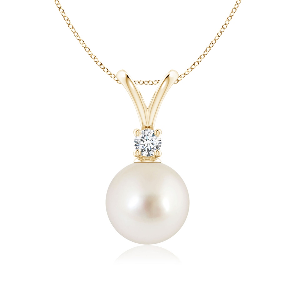 9mm AAAA South Sea Pearl V-Bale Pendant in Yellow Gold 