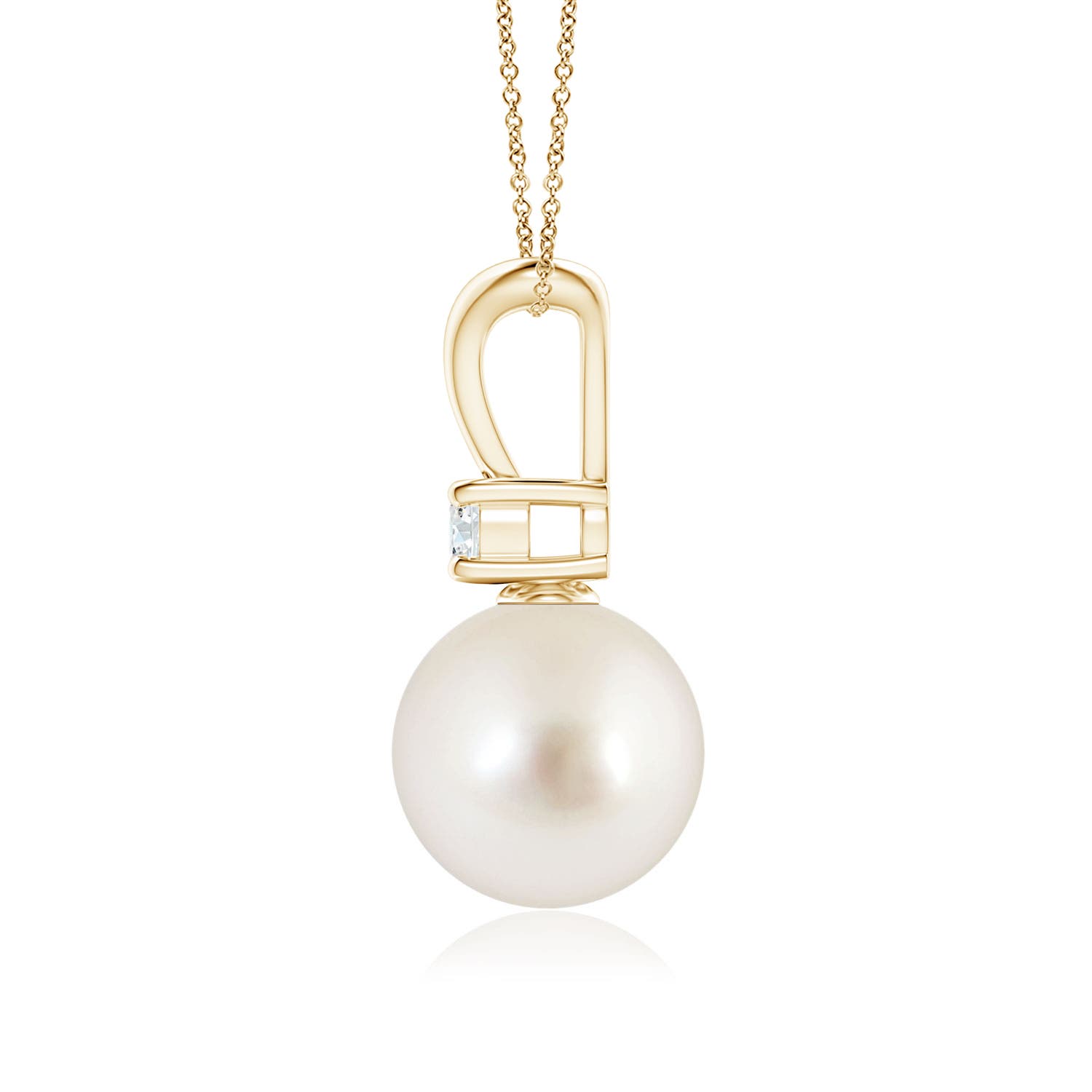 9mm AAAA South Sea Pearl V-Bale Pendant in Yellow Gold