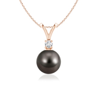 8mm AAA Tahitian Pearl V-Bale Pendant in Rose Gold