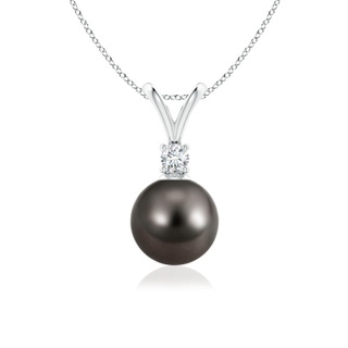 8mm AAA Tahitian Pearl V-Bale Pendant in White Gold