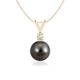 8mm AAA Tahitian Pearl V-Bale Pendant in Yellow Gold