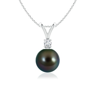 8mm AAAA Tahitian Pearl V-Bale Pendant in P950 Platinum