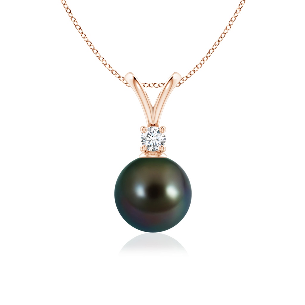 8mm AAAA Tahitian Pearl V-Bale Pendant in Rose Gold