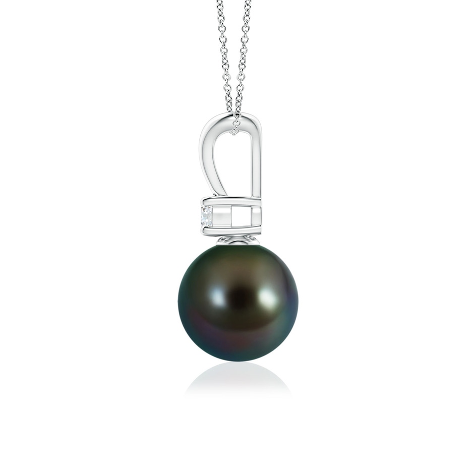 8mm AAAA Tahitian Pearl V-Bale Pendant in White Gold side 1