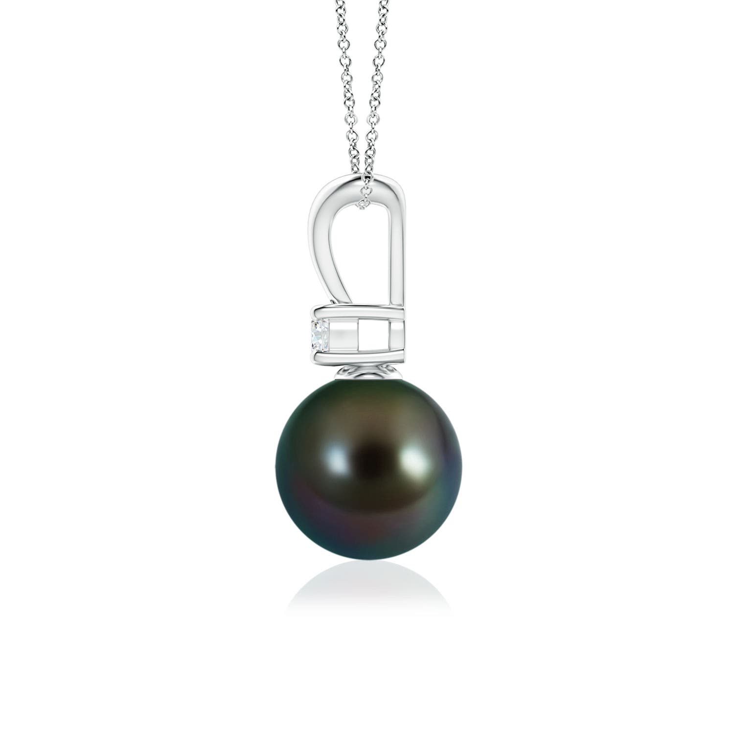 8mm AAAA Tahitian Pearl V-Bale Pendant in White Gold - side 2