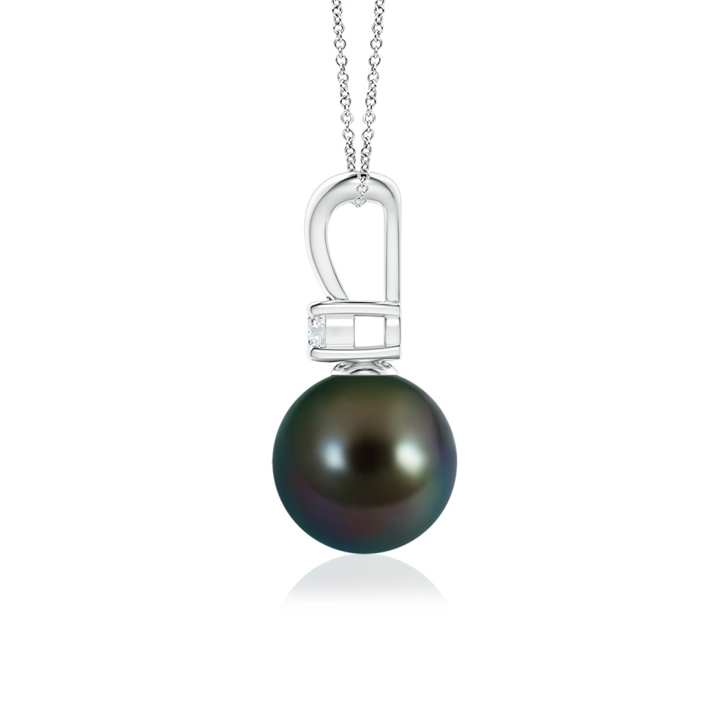8mm AAAA Tahitian Pearl V-Bale Pendant in White Gold - side 199