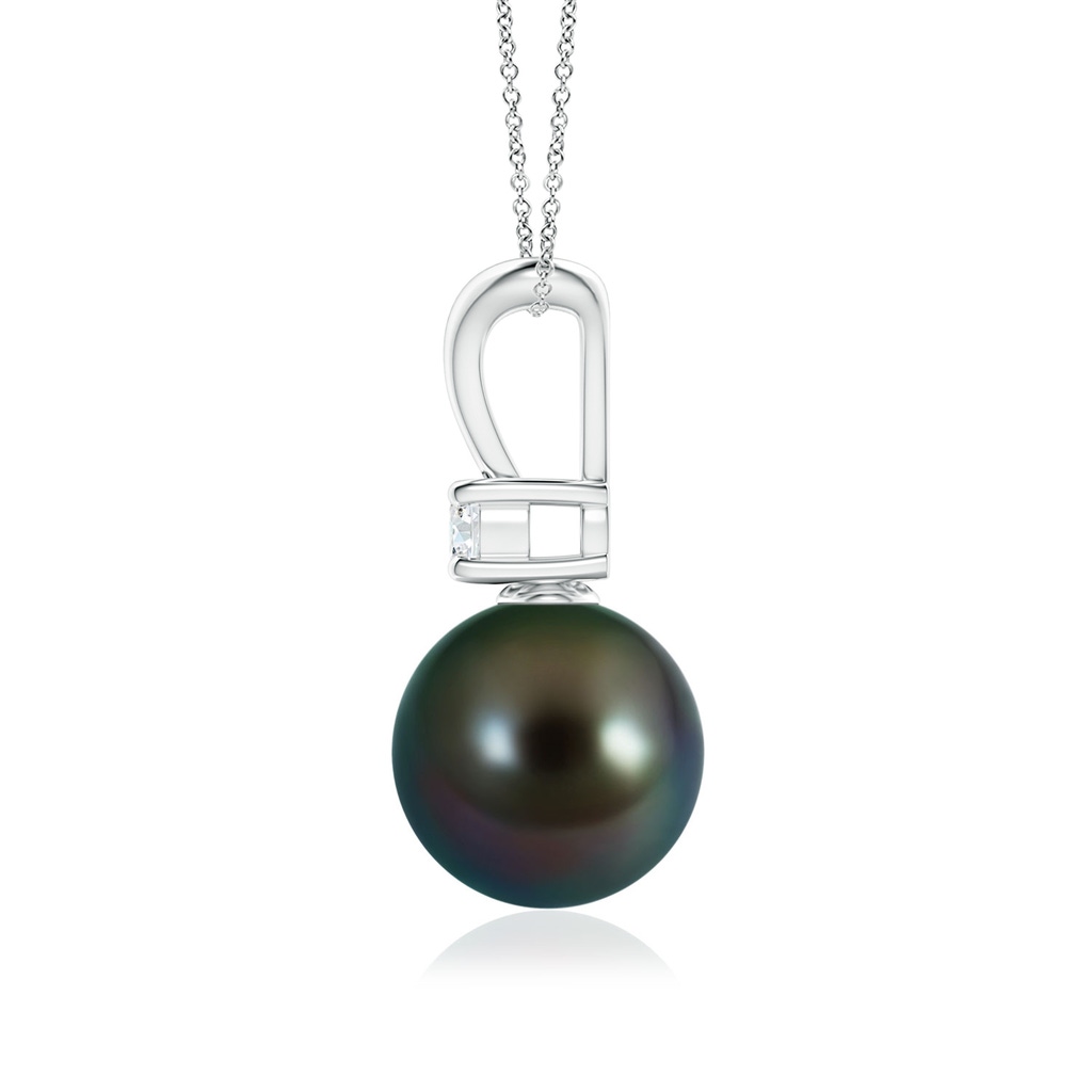 9mm AAAA Tahitian Pearl V-Bale Pendant in White Gold Side 1