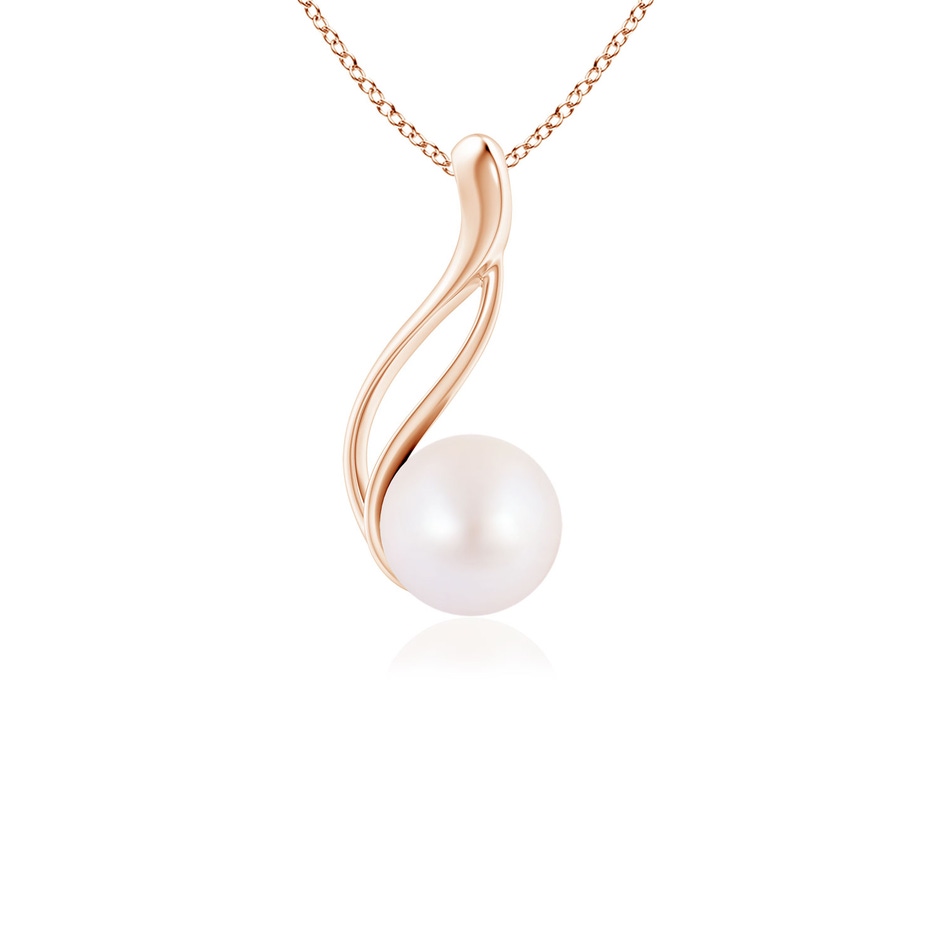 6mm AA Solitaire Japanese Akoya Pearl Swirl Pendant in Rose Gold 