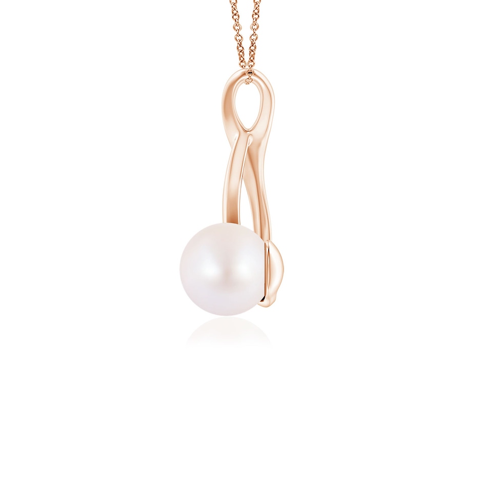 6mm AA Solitaire Japanese Akoya Pearl Swirl Pendant in Rose Gold side 1