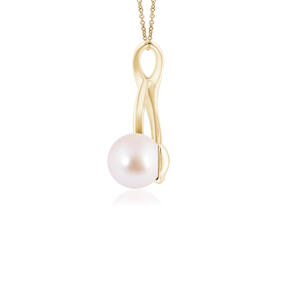 6mm AAA Solitaire Japanese Akoya Pearl Swirl Pendant in Yellow Gold side 1