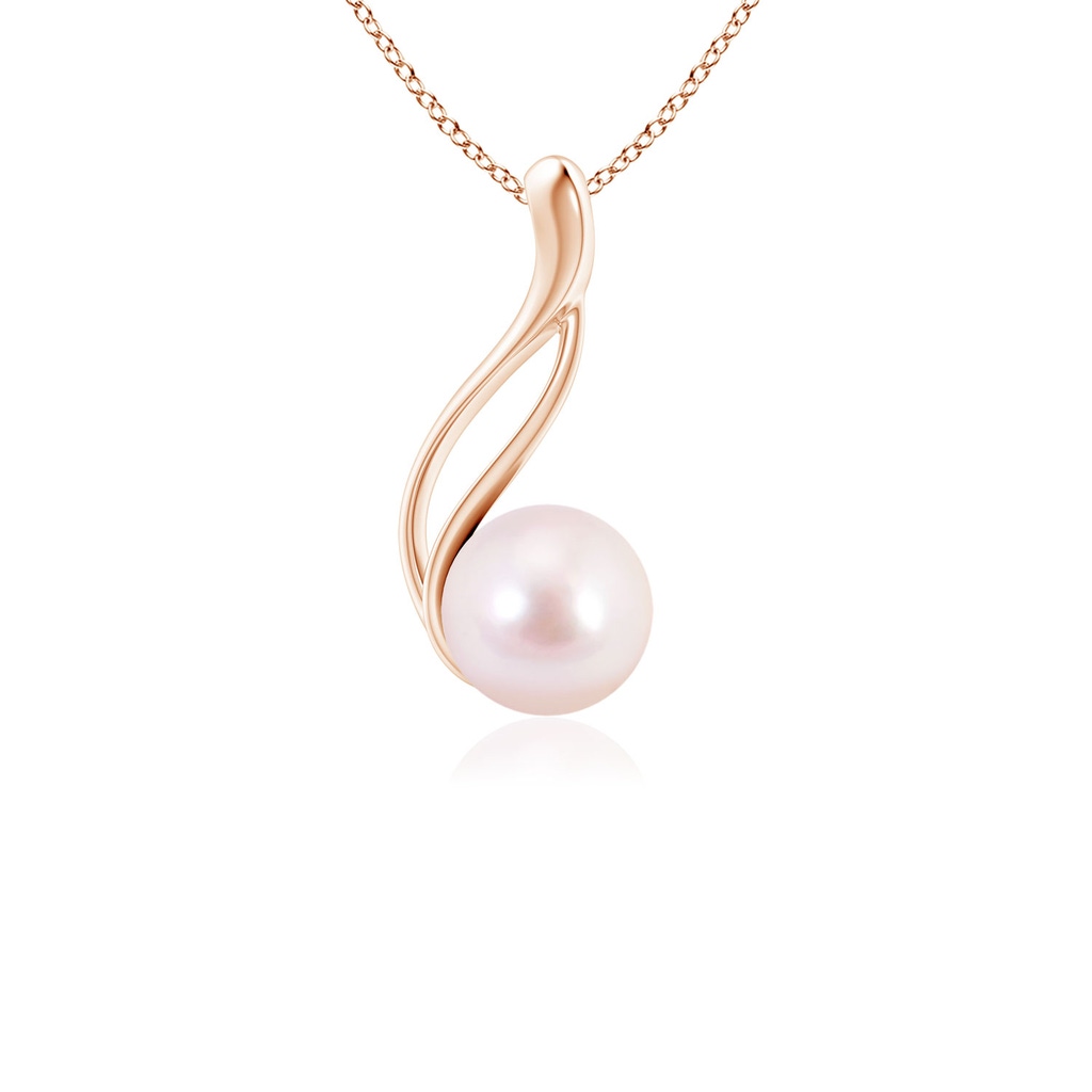 6mm AAAA Solitaire Japanese Akoya Pearl Swirl Pendant in Rose Gold