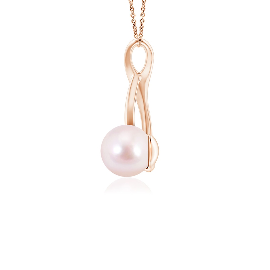 6mm AAAA Solitaire Japanese Akoya Pearl Swirl Pendant in Rose Gold side 1