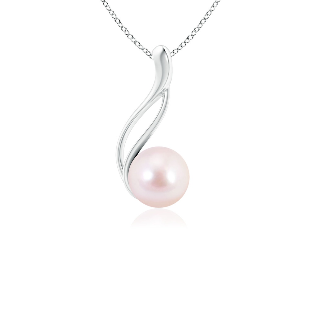 6mm AAAA Solitaire Japanese Akoya Pearl Swirl Pendant in White Gold