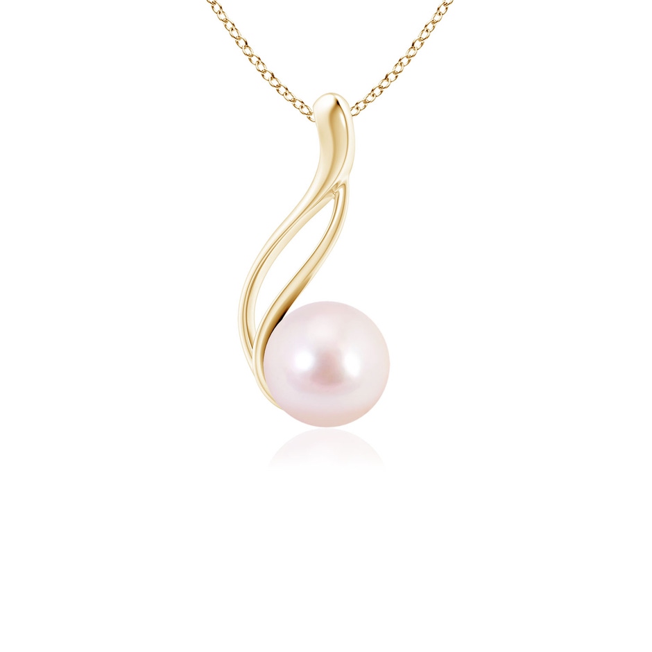 6mm AAAA Solitaire Japanese Akoya Pearl Swirl Pendant in Yellow Gold 