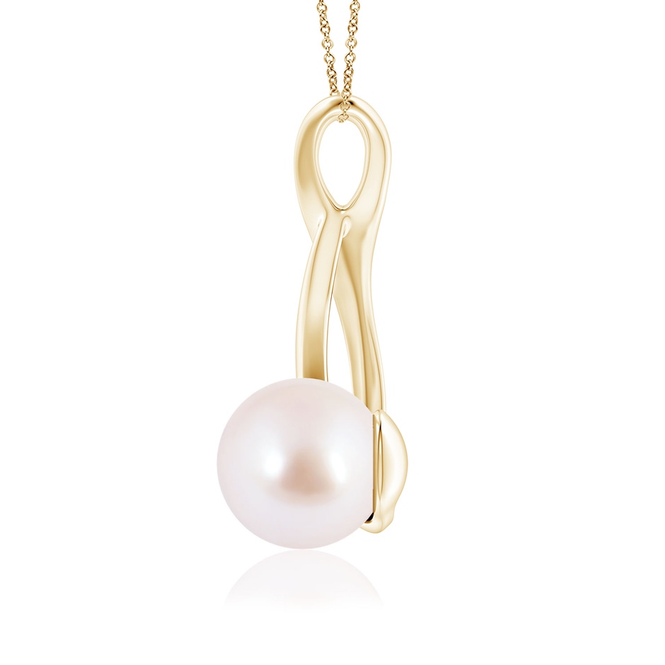 8mm AAA Solitaire Japanese Akoya Pearl Swirl Pendant in Yellow Gold side 1