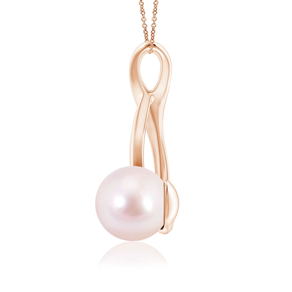 8mm AAAA Solitaire Japanese Akoya Pearl Swirl Pendant in Rose Gold side 1