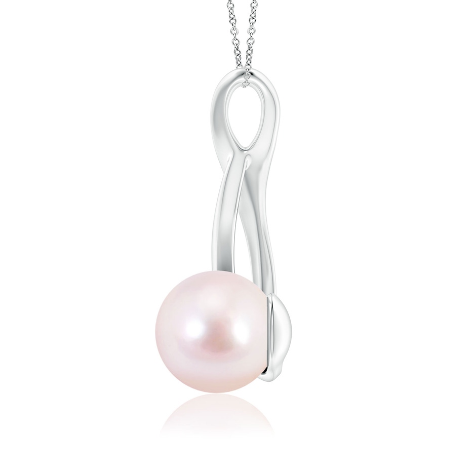 8mm AAAA Solitaire Japanese Akoya Pearl Swirl Pendant in White Gold side 1