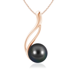 8mm AA Solitaire Tahitian Pearl Swirl Pendant in Rose Gold