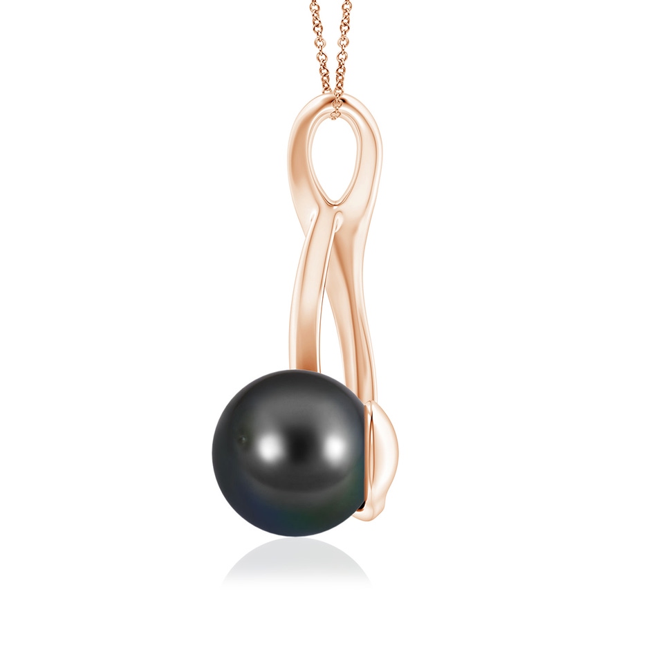 8mm AA Solitaire Tahitian Pearl Swirl Pendant in Rose Gold side 1