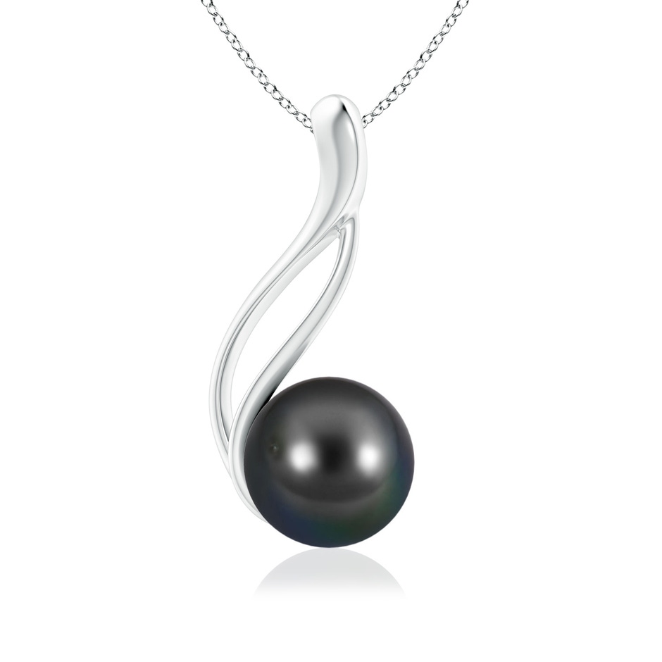 8mm AA Solitaire Tahitian Pearl Swirl Pendant in White Gold 