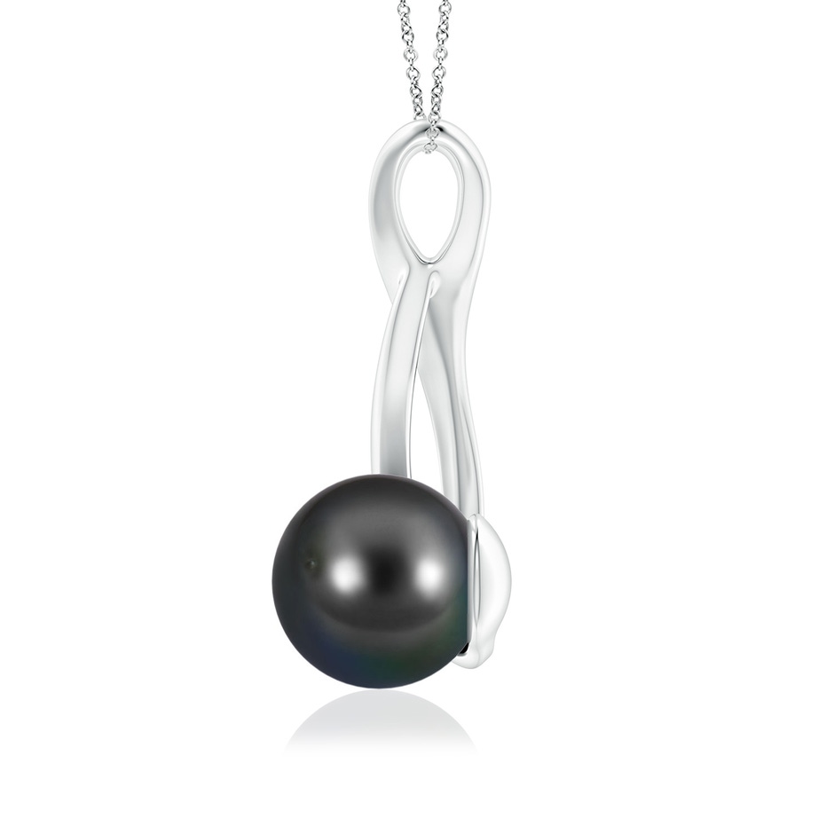 8mm AA Solitaire Tahitian Pearl Swirl Pendant in White Gold side 1