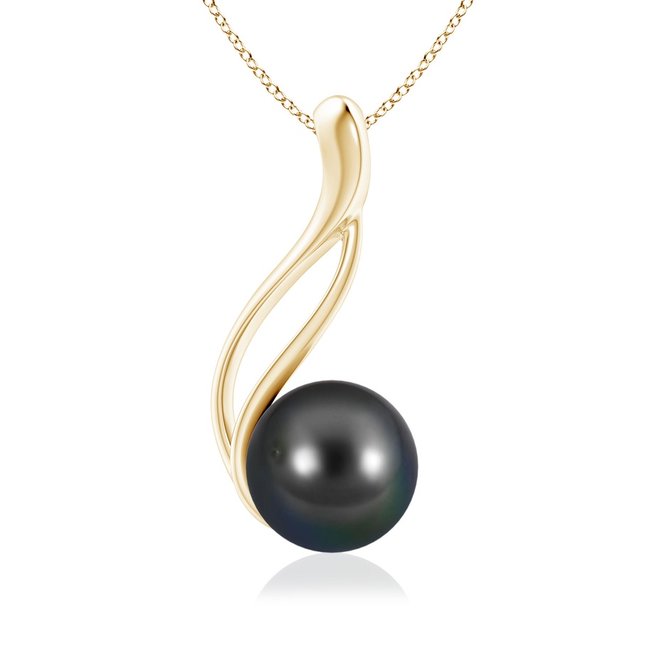 8mm AA Solitaire Tahitian Pearl Swirl Pendant in Yellow Gold 