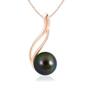 8mm AAAA Solitaire Tahitian Pearl Swirl Pendant in Rose Gold