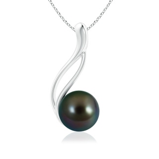 8mm AAAA Solitaire Tahitian Pearl Swirl Pendant in White Gold
