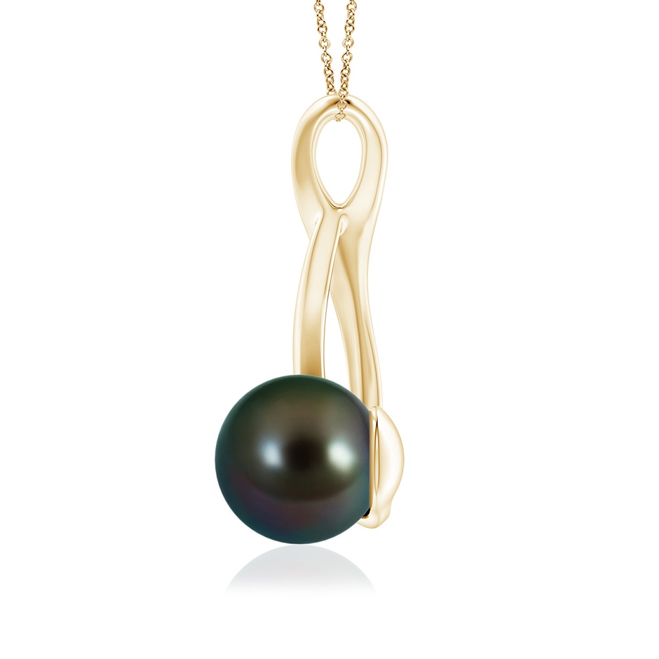 8mm AAAA Solitaire Tahitian Pearl Swirl Pendant in Yellow Gold side 1