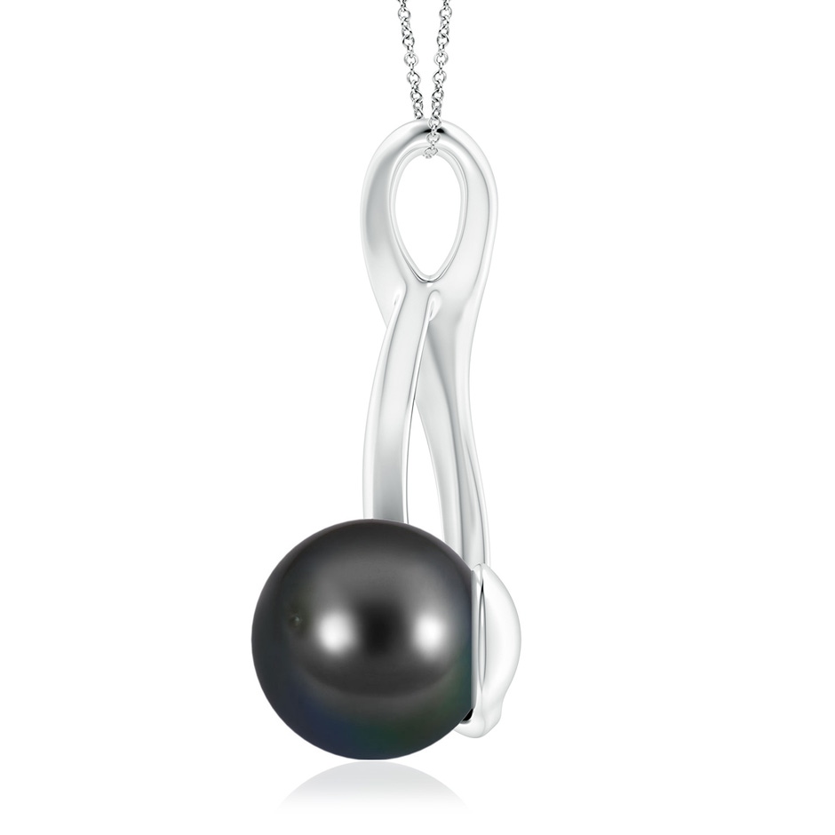 9mm AA Solitaire Tahitian Pearl Swirl Pendant in White Gold side 1