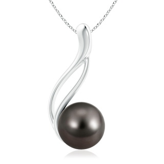 9mm AAA Solitaire Tahitian Pearl Swirl Pendant in White Gold