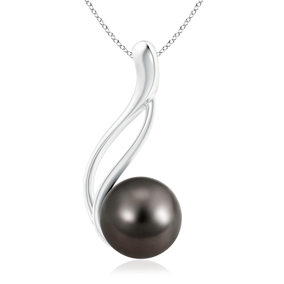 9mm AAA Solitaire Tahitian Pearl Swirl Pendant in White Gold 