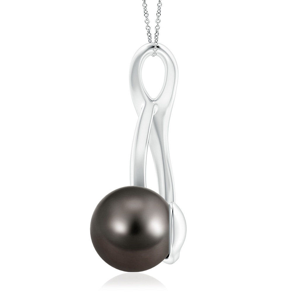 9mm AAA Solitaire Tahitian Pearl Swirl Pendant in White Gold Side 1